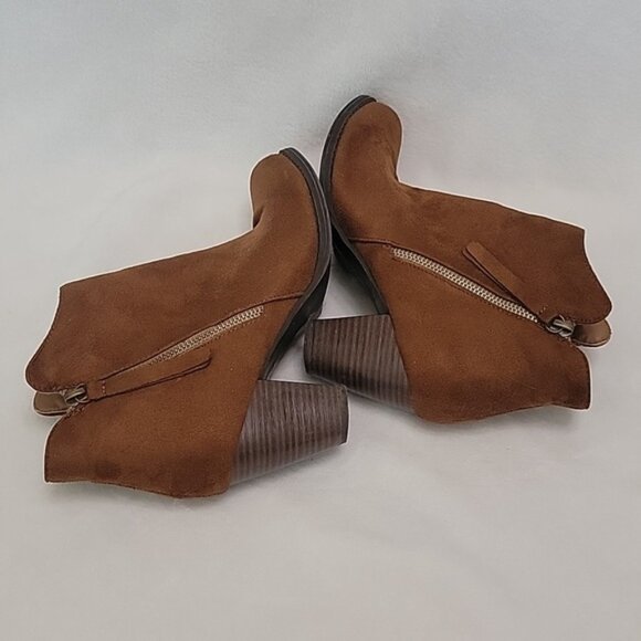 JustFab Brown Ankle Boots Size 8.5 Double Zipper - Picture 6 of 9